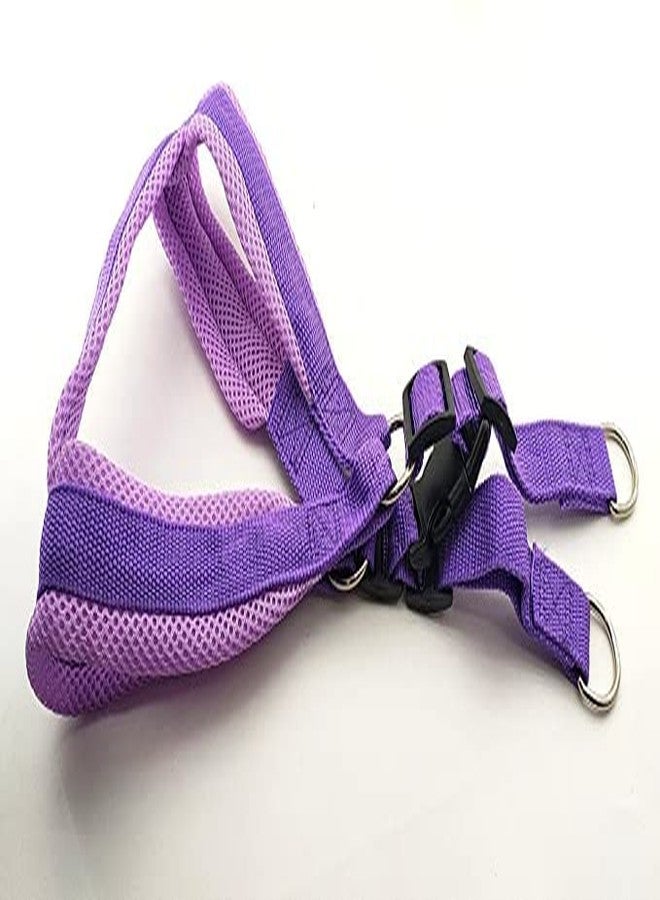 Pups&Pets سترة مبطنة من النايلون الأساسي الناعم والقابل للتعديل من Pups&Pets مقاس 1 بوصة مع حزام ومقود طويل، مثالية للمشي في الهواء الطلق/تدريب الكلاب (بنفسجي) - Image 4